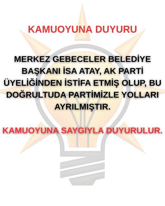AK Partili Belediye Başkanı istifa etti