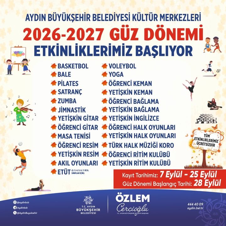 Aydın Büyükşehir Belediyesi Güz Dönemi Etkinlikleri Başlıyor